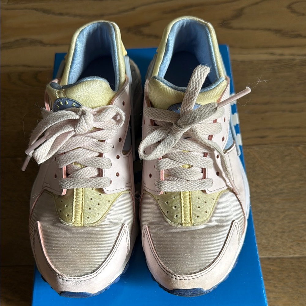 Pink and Blue Huarache Run Big Kids Sneakers